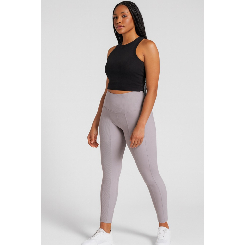 Free People Movement High Rise Ribbed Leggings Pockets Lavender Small